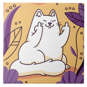 Kat met de vinger tegeltje