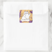 Kat met de vinger vierkante sticker (Tas)