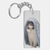 Kat met deken sleutelhanger (Voorkant Links)