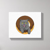 Kat met Donut Canvas Afdruk (Voorkant)