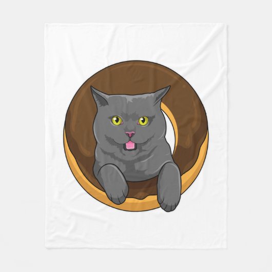 Kat met Donut Fleece Deken (Voorkant)