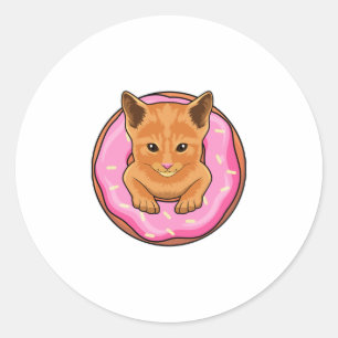 Kat met Donut Ronde Sticker