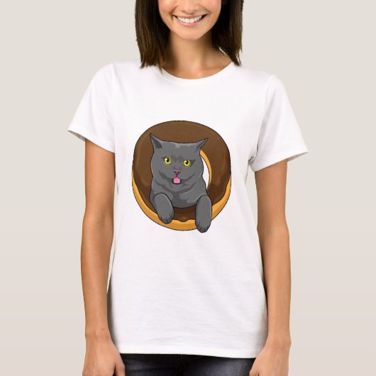 Kat met Donut T-shirt (Voorkant)