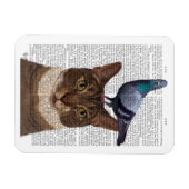 Kat met duif op kop magneet (Horizontaal)