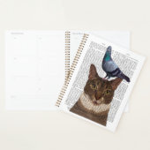 Kat met duif op kop planner (Display)