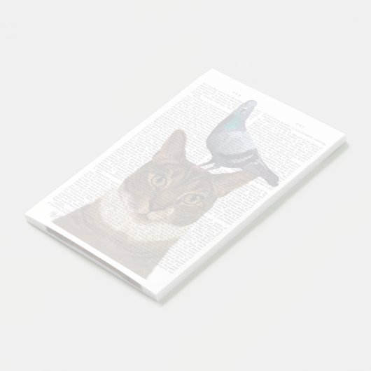 Kat met duif op kop post-it® notes (Schuin)