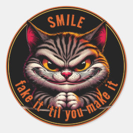 Kat met een attitude ronde sticker