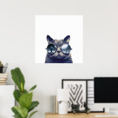Kat met een coole zonnebril poster (Thuiskantoor)