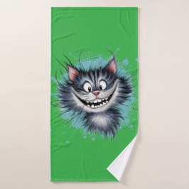 Kat met een glimlach. badhanddoek