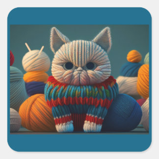 Kat met een "hoofdletter A"-houding Vierkante Sticker