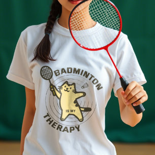 Kat met een leuk badminton gezegde t-shirt