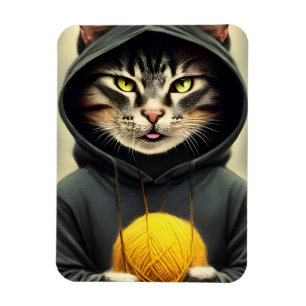 Kat met een pan van garen magneet