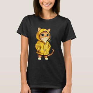 Kat met een regenjas t-shirt