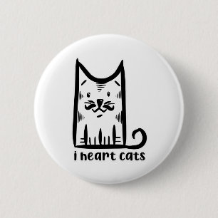 Kat met een stijlvolle snor, ik hou van katten ronde button 5,7 cm