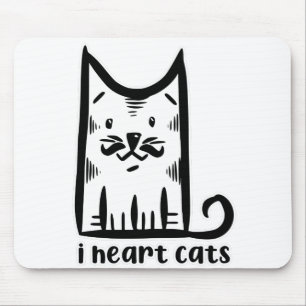 Kat met een stijlvolle snor, in hart katten muismat