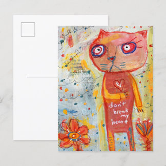 Kat met een teder hart briefkaart