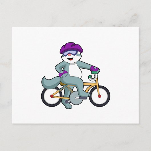 Kat met fiets briefkaart (Voorkant)