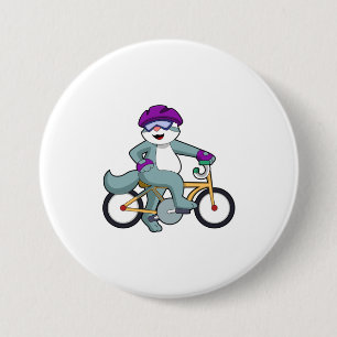 Kat met fiets ronde button 7,6 cm