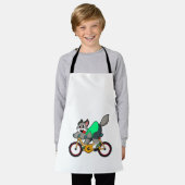 Kat met fiets schort (Gedragen)