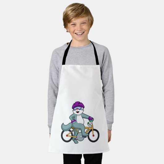 Kat met fiets schort (Gedragen)