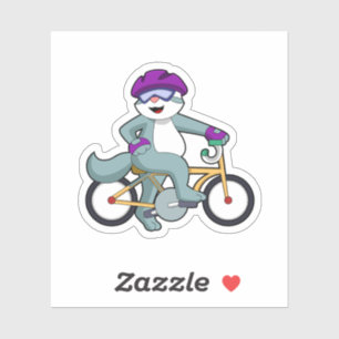 Kat met fiets sticker