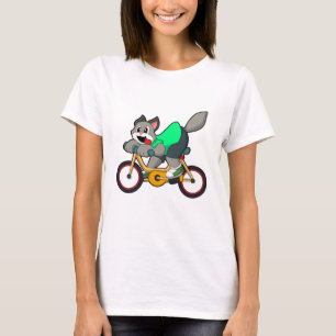 Kat met fiets t-shirt