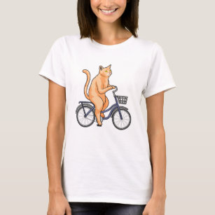 Kat met fiets t-shirt