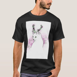 Kat met Floral Antlers (kleurversie) Klassieke T T-shirt