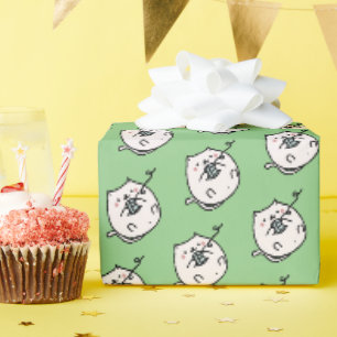 Kat met garen cadeauverpakkings papier breien