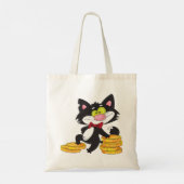 Kat met geld Canvas tas (Achterkant)