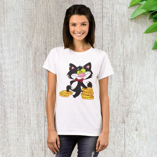 Kat met geld Womens T-Shirt