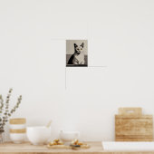 Kat met gele ogen illustratie poster (Keuken)