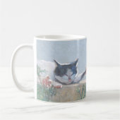 Kat met geranium koffiemok (Links)