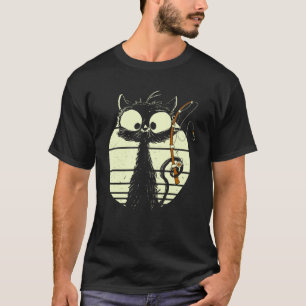 Kat met Gevist staaf Vissen Kat Leuke Kat T-shirt