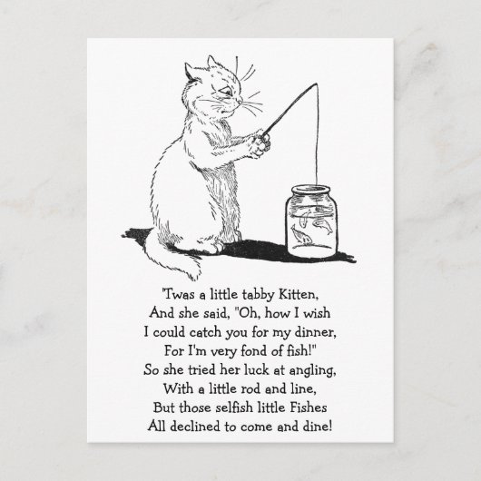 Kat met Geviste staaf Briefkaart (Voorkant)