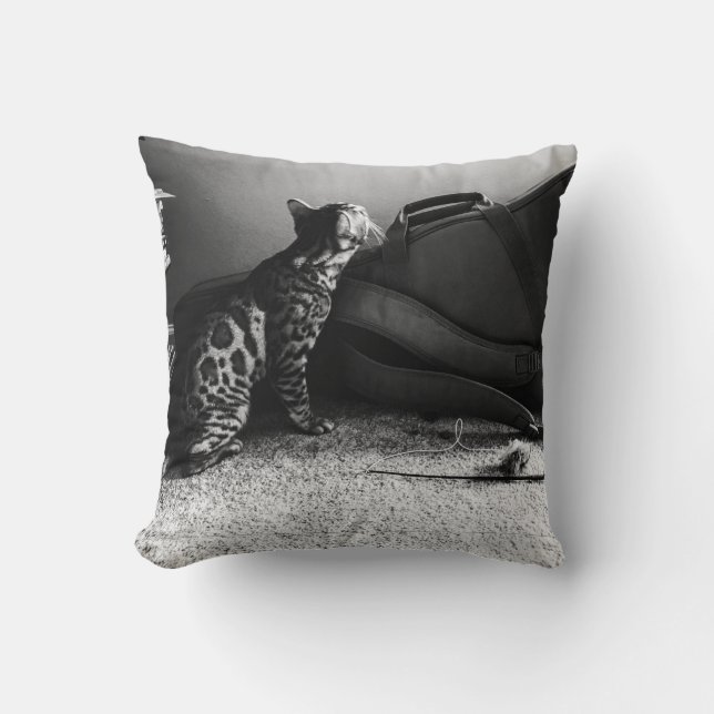 Kat met gitaarkussen kussen (Voorkant)