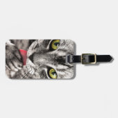 Kat met grijze tablet bagagelabel (Voorkant horizontaal)