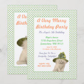 Kat met Groen Pet Verjaardagsfeest Kaart (Voorkant / Achterkant)