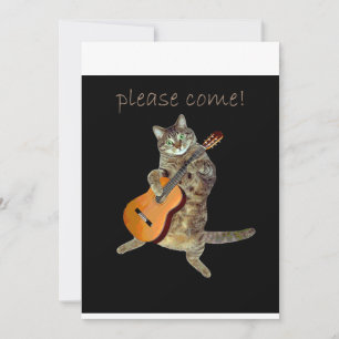 Kat met Guitar-uitnodiging Kaart
