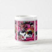 KAT MET HARLEQUIN PET EN MASKERADE PARTIJMASKERS KOFFIEMOK (Center)