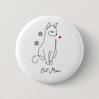 Kat met hartbadge ronde button 5,7 cm