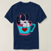 Kat met hartbeker t-shirt (Design voorkant)
