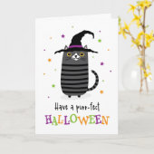 Kat met heks pet heeft een purr-fect Halloween Kaart (Gele Bloem)