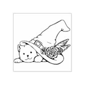 kat met hekse pet - zegel 	rubberstempel (Afrduk)