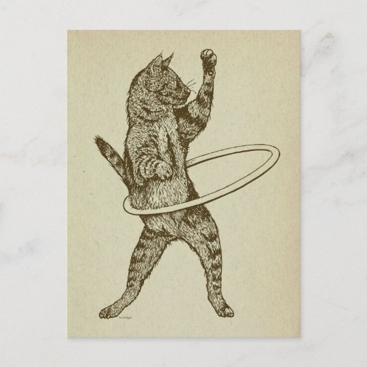 Kat met Hula Hoop Briefkaart (Voorkant)