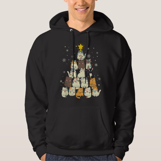 Kat met kerstboomklep hoodie (Voorkant)
