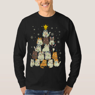Kat met kerstboomklep t-shirt