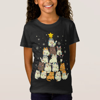Kat met kerstboomklep t-shirt