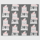 Kat met kerstkaarspatten cadeaupapier (Vlak)