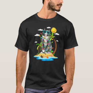 Kat Met Kerstlichtjes Zomer Vibe Kerstmis In Juli T-shirt